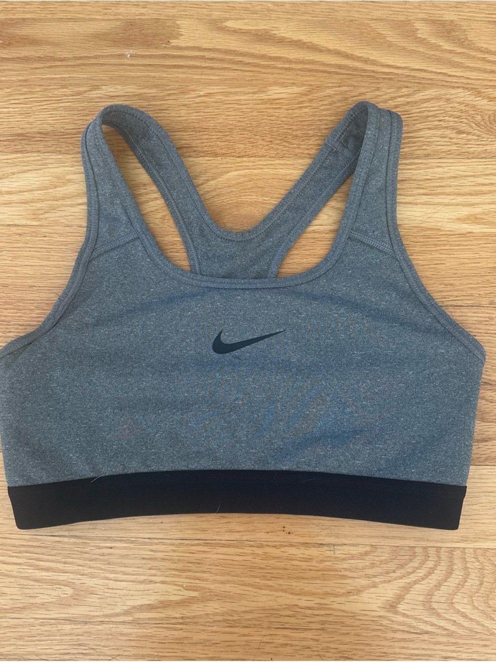 Nike Heather Gray Racerback Sports Bra with Black Band